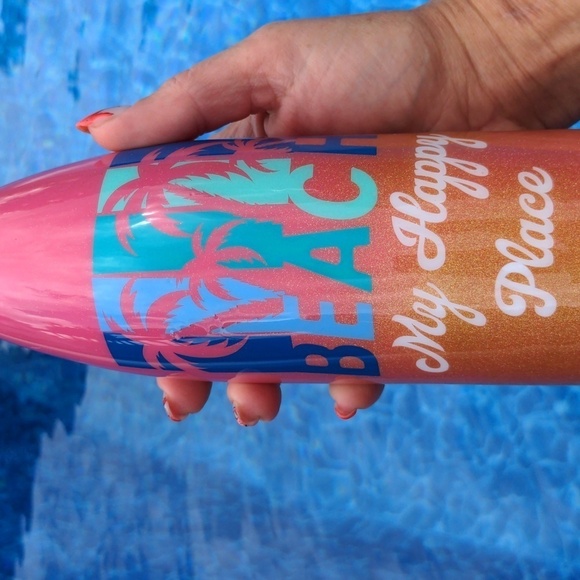 EPOXY Tropical Beach WATER BOTTLE 🏝 Handmade Epoxy Resin MY happy PLACE - Picture 11 of 11